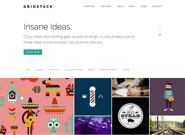 Le template WordPress portfolio Gridstack