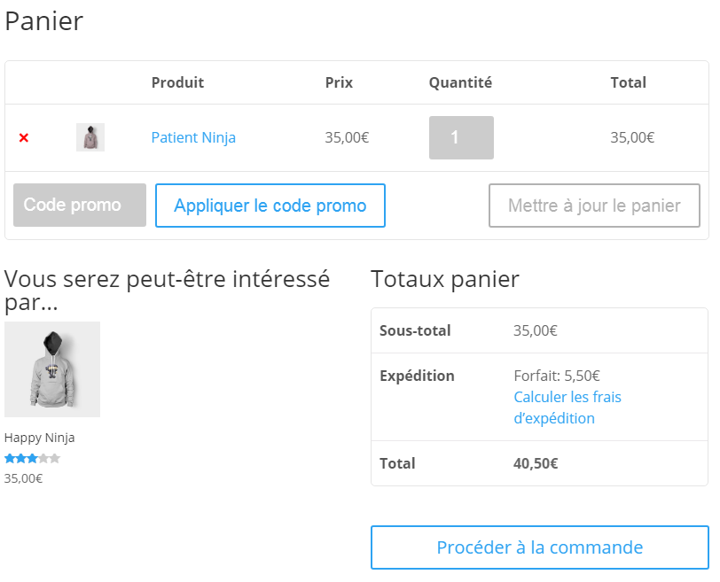 page panier woocommerce snippet