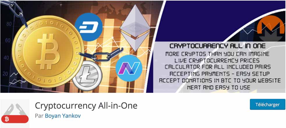 Plugin Cryptocurrency all in one pour intégrer le Bitcoin sur WordPress