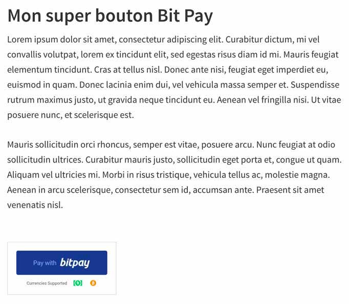 Intégration du bouton BitPay au sein d'une page WordPress