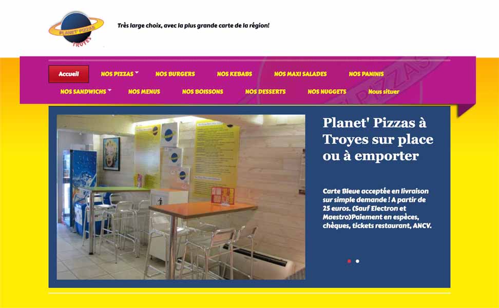 Intérieur du restaurant Planet' Pizzas à Troyes.