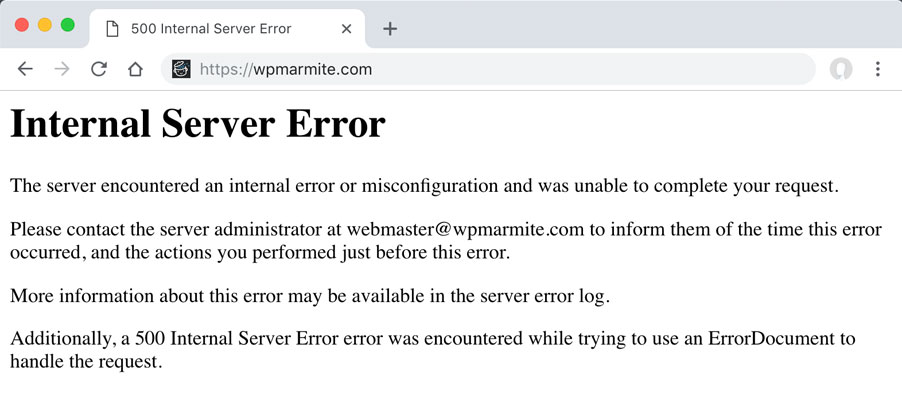 A 500 error on WordPress.