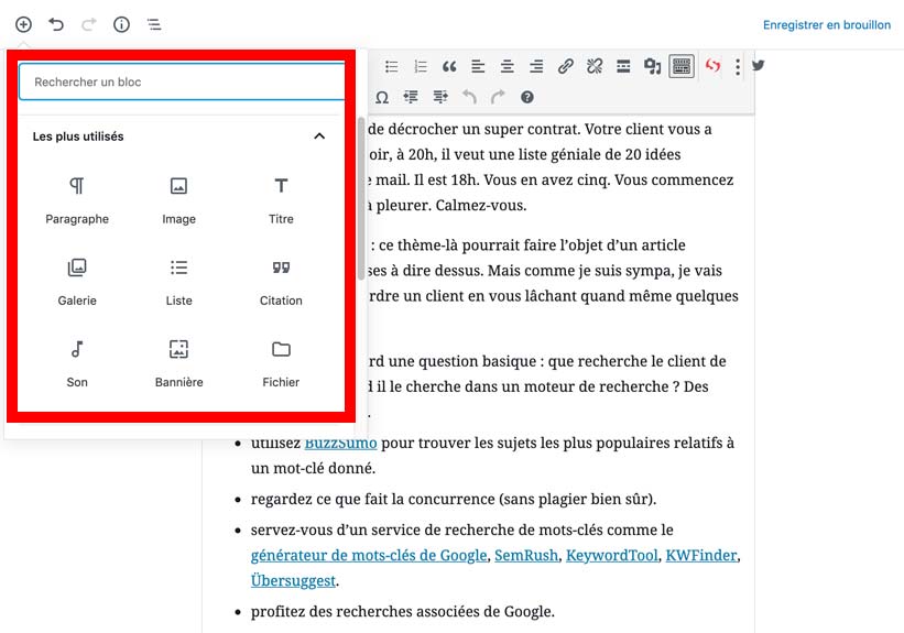 Gutenberg permet de construire des blocs de contenu sur WordPress