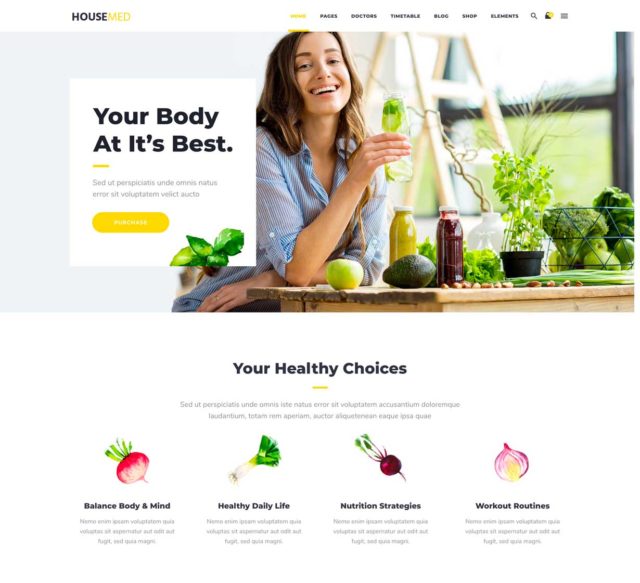 HouseMed est un thème WordPress pour nutritionniste ou diététicien