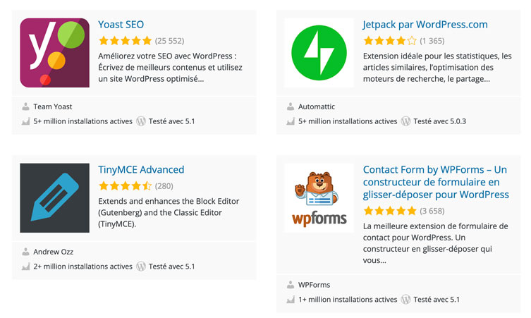 Joomla ou WordPress : quelques exemples d'extensions présentes sur le répertoire officiel WP