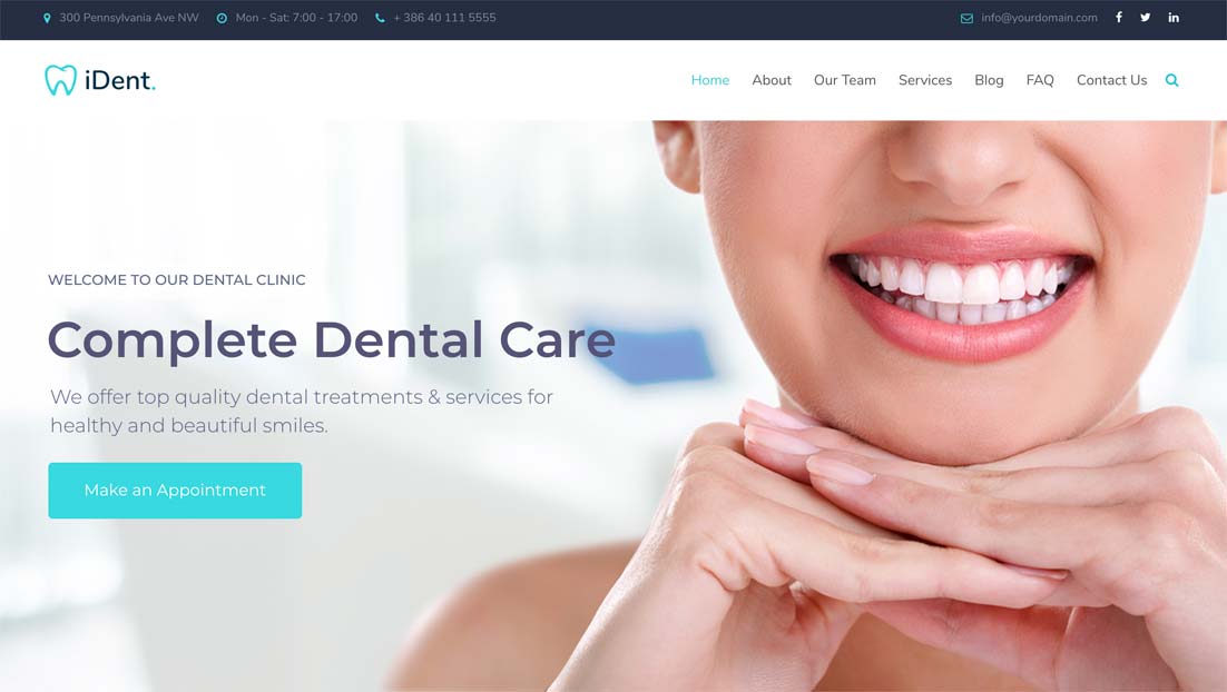 iDent est un thème WordPress pour dentiste