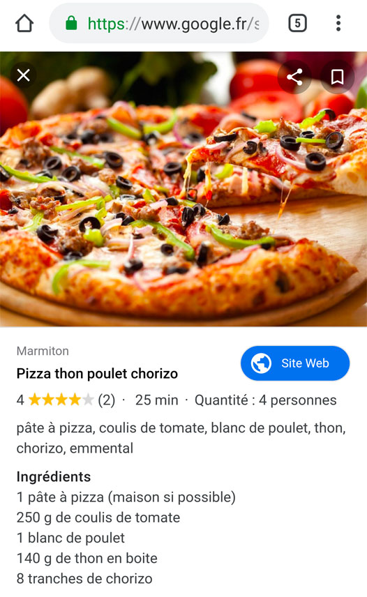 Une recette de pizza thon-poulet-chorizo