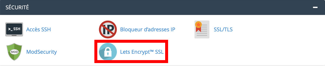 Lets Encrypt SSL sur le CPanel