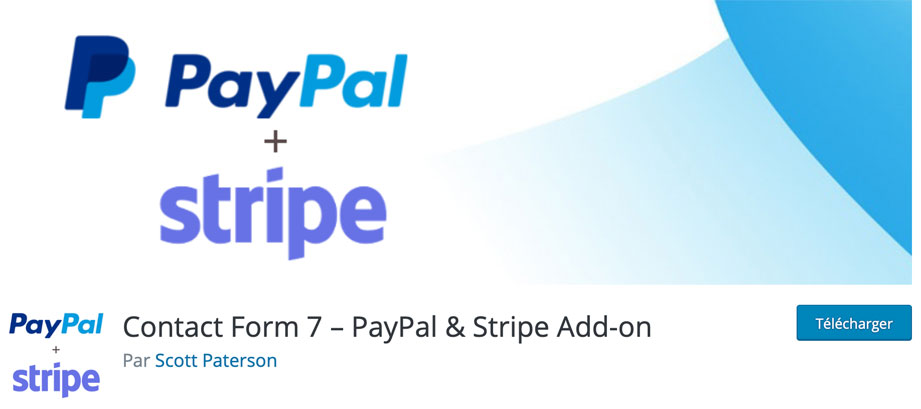 Capture d'écran de l'extension PayPal & Stripe Add-on.