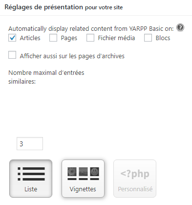 présentation affichage plugin YARPP WordPress