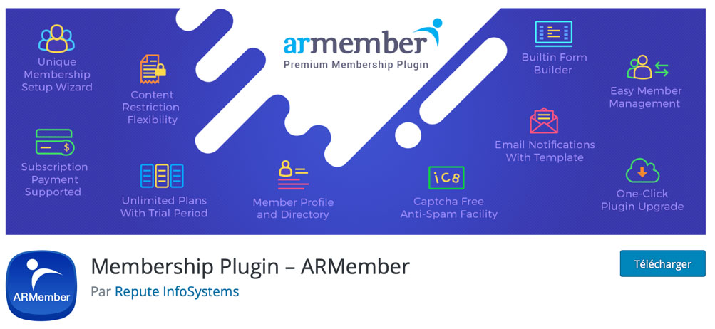 ARMember est un plugin d'espace membres pour WordPress