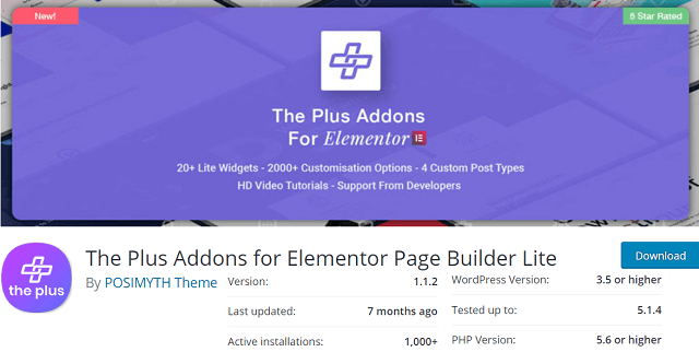 The Plus Addons for Elementor lite