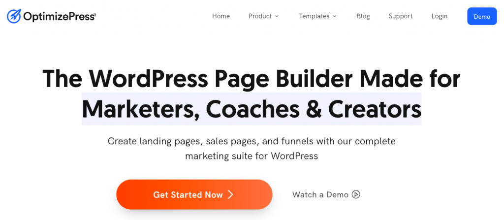 Homepage of OptimizePress website