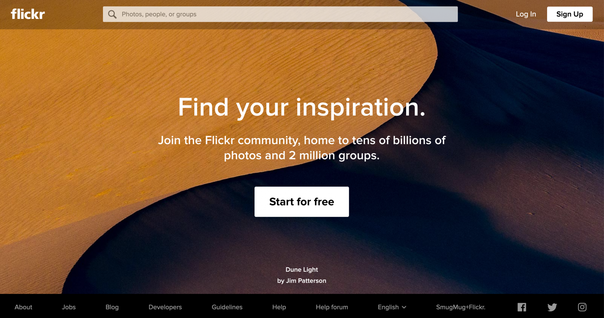Flickr homepage to find royalty free images for your WordPress blog posts.