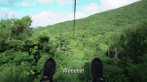 someone is zip-lining