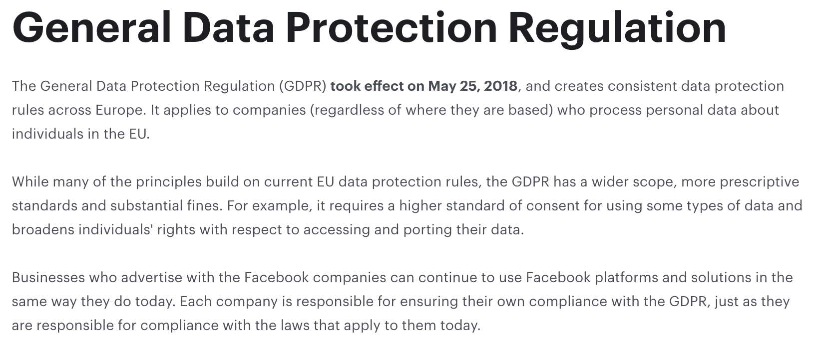 GDPR introduction about the facebook pixel use