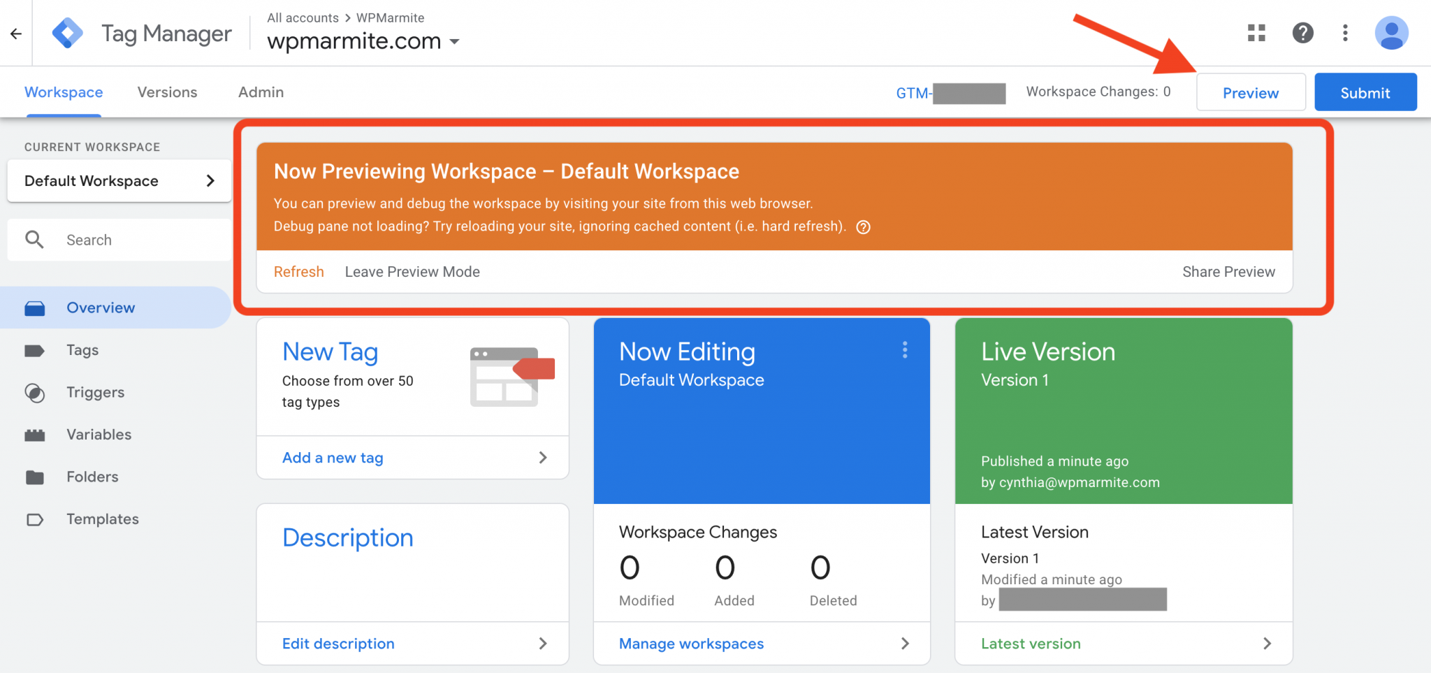 preview mode on google tag manager