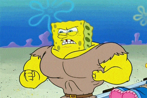 SpongeBob showing off his muscles