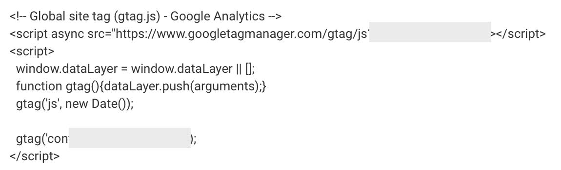 Code example from google analytics
