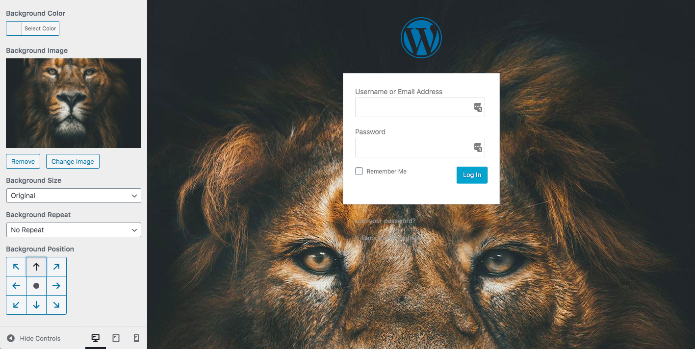 Customize the background of your WordPress login page by inserting an image