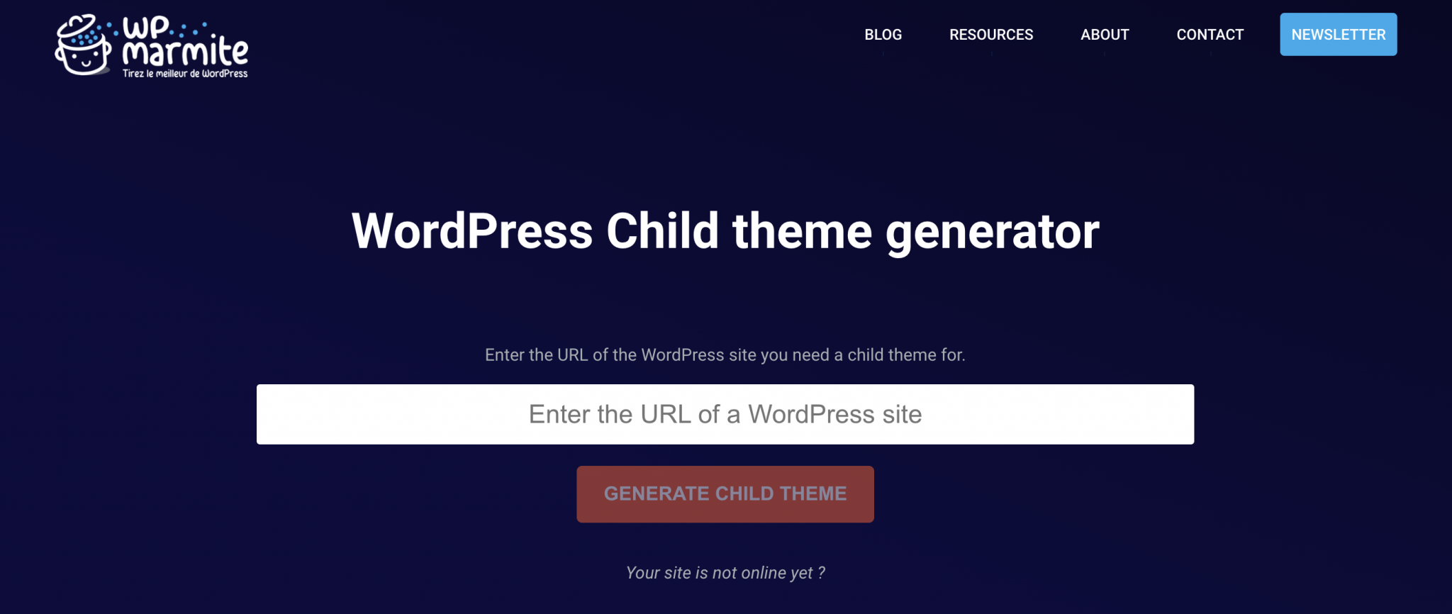 WPMarmite's wordpress child theme generator
