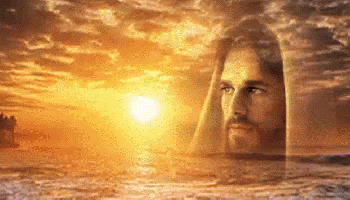 Jesus image with the sun and horizon