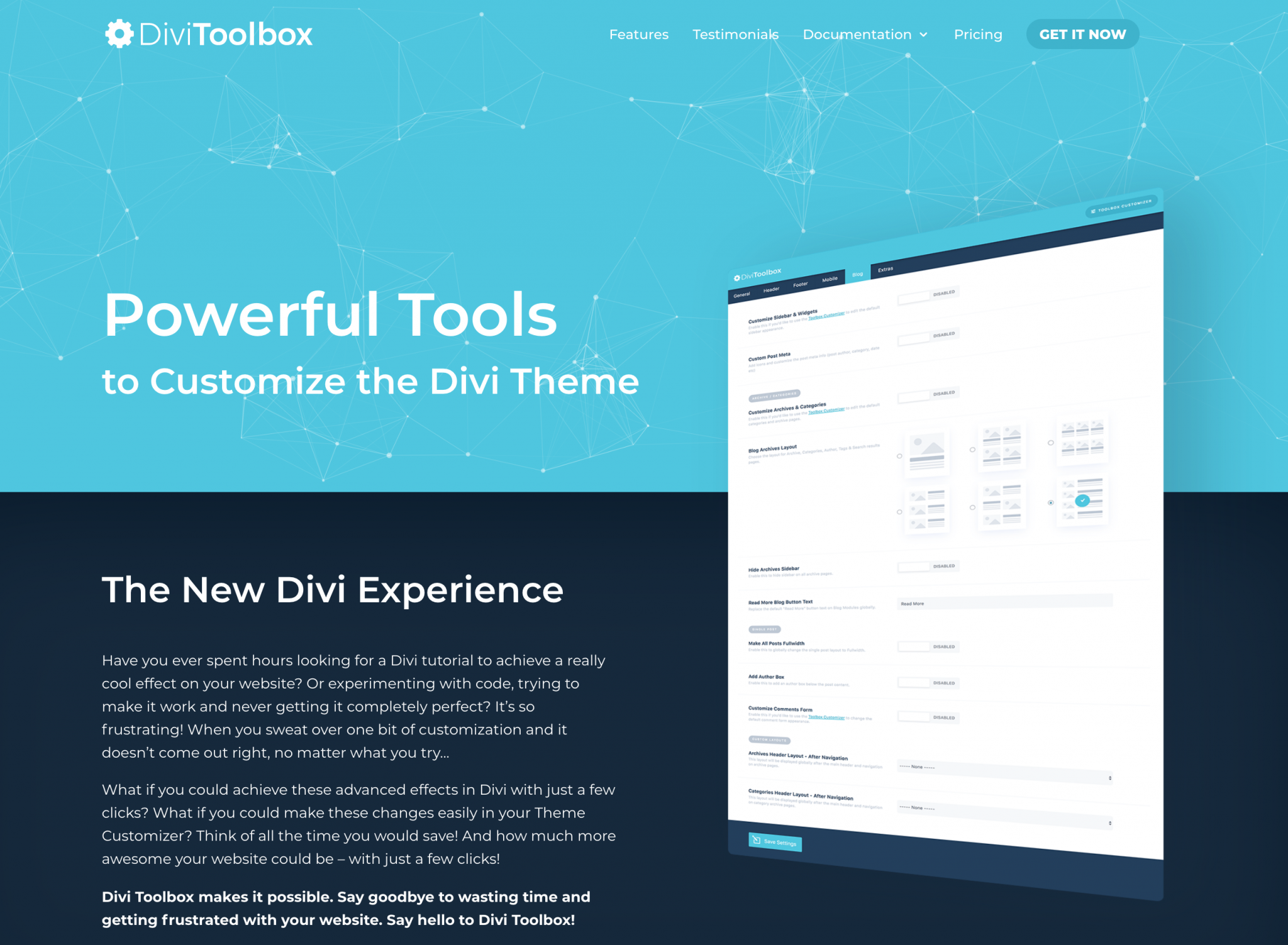 divi toolbox website demo
