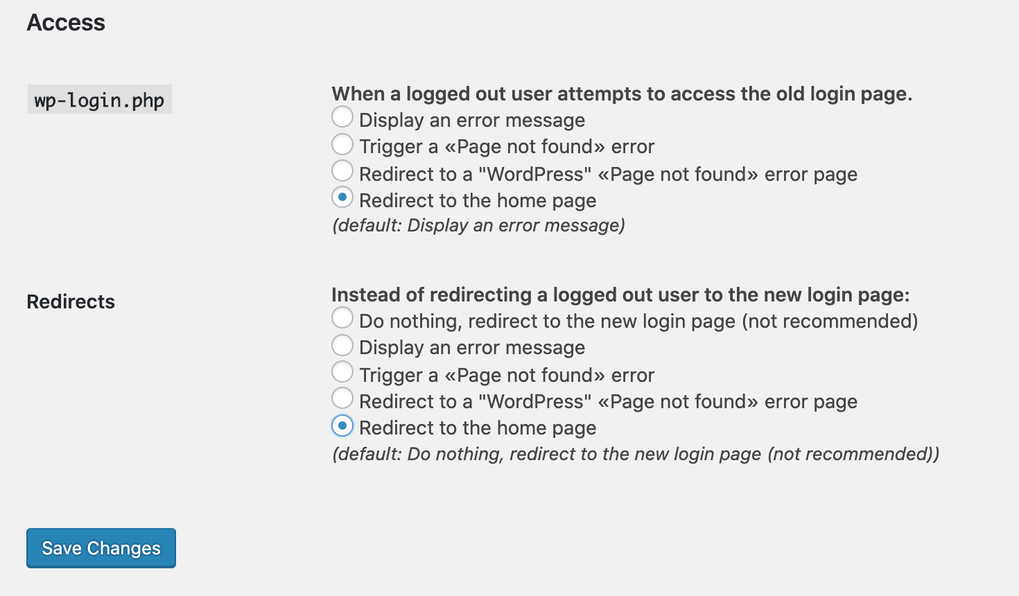 Customization of redirections and error messages of the Move Login plugin