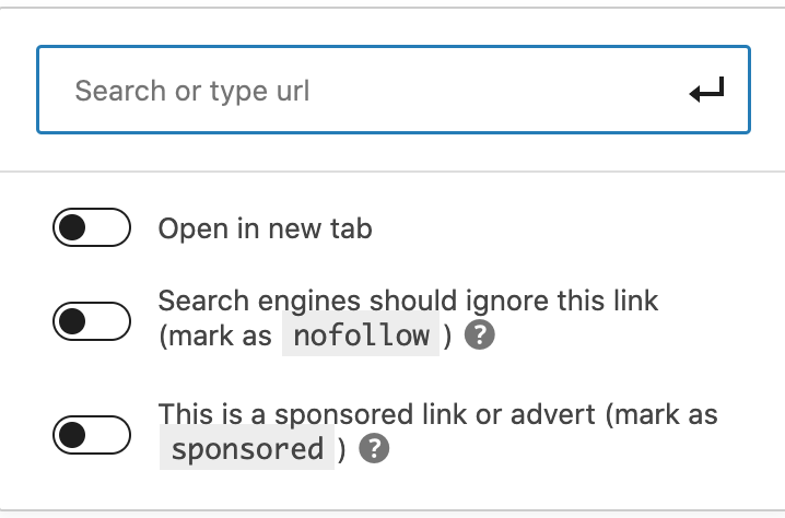 URL settings from Yoast SEO plugin to mark a link as nofollow or sponsored