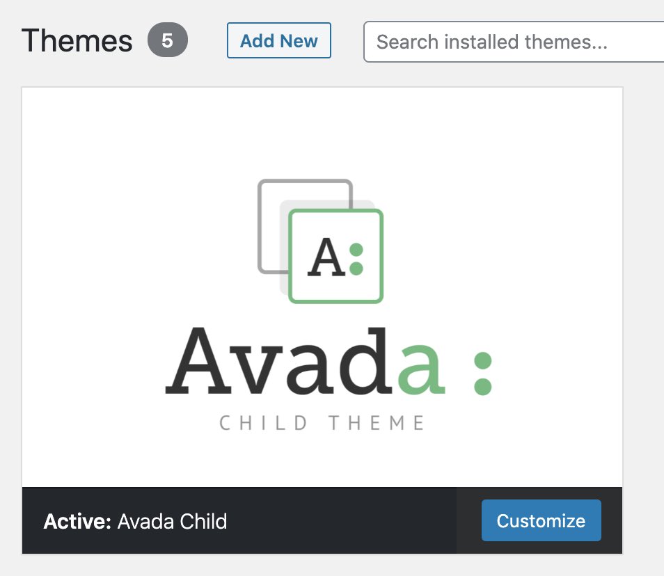 child theme of Avada wordpress theme