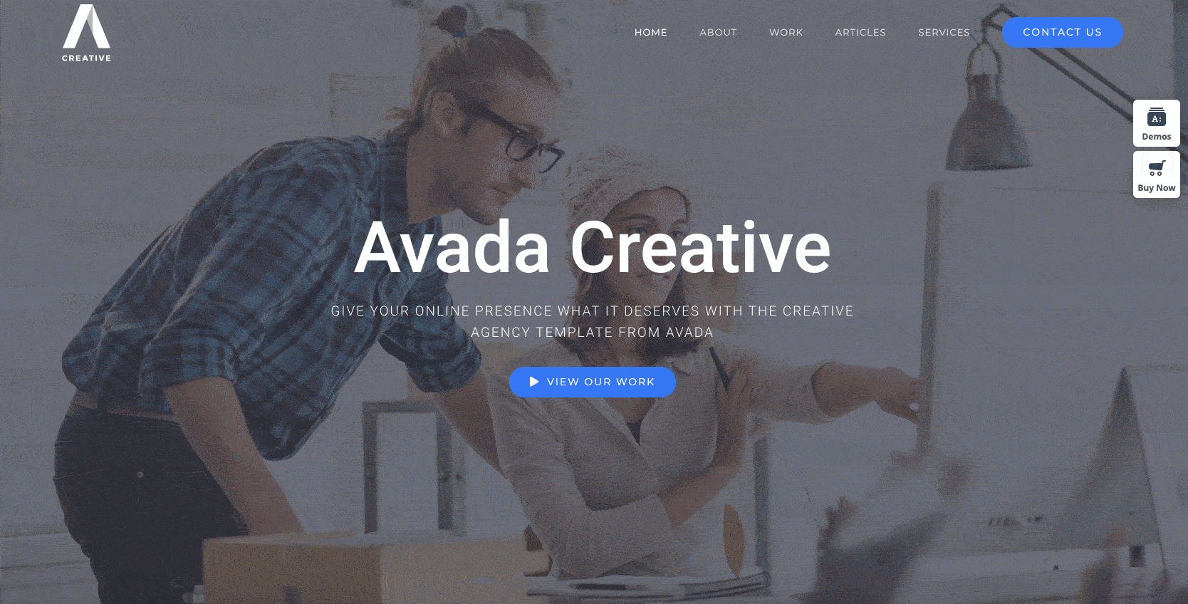 creative demo of Avada WordPress theme