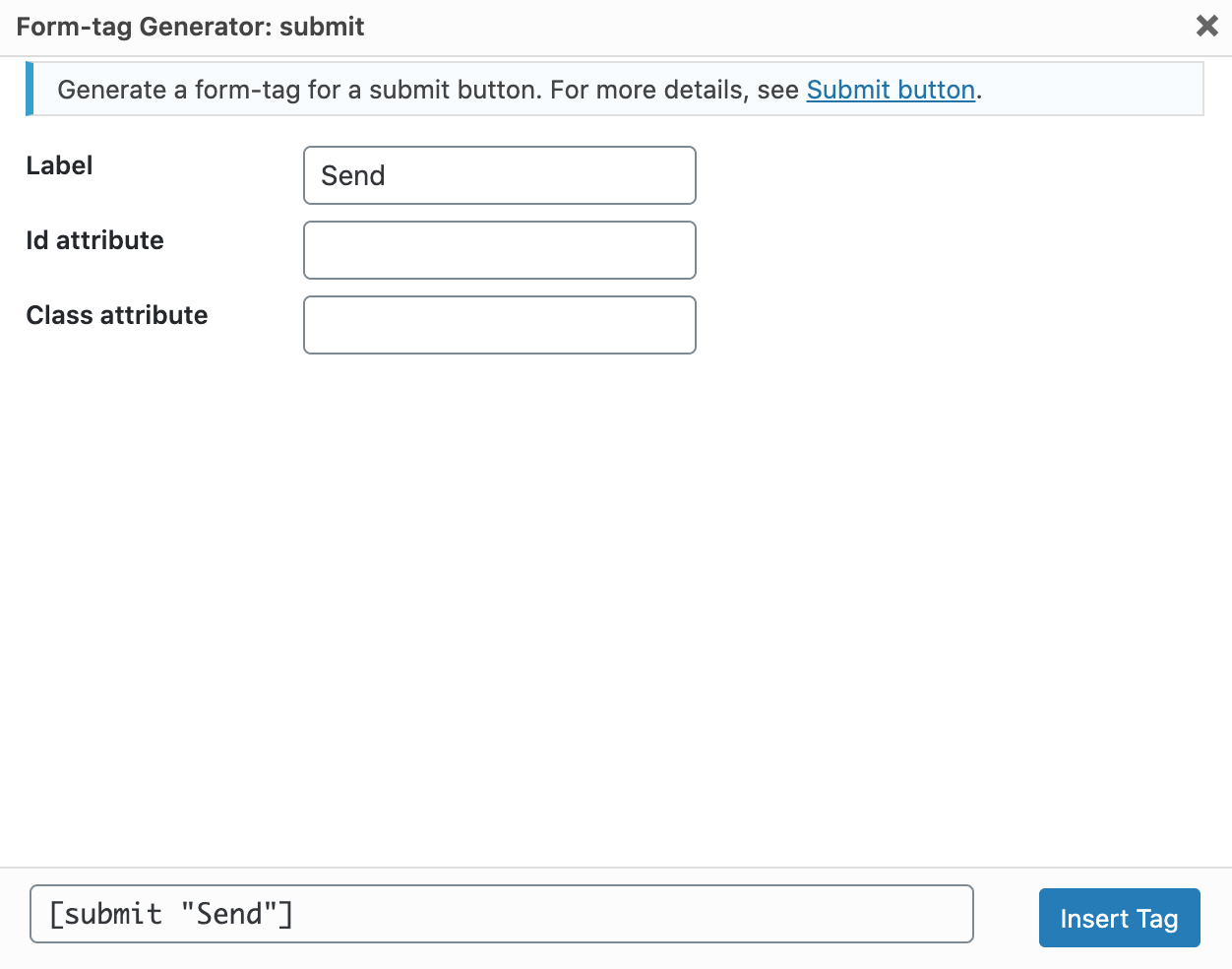 Form-tag Generator submit contact form 7