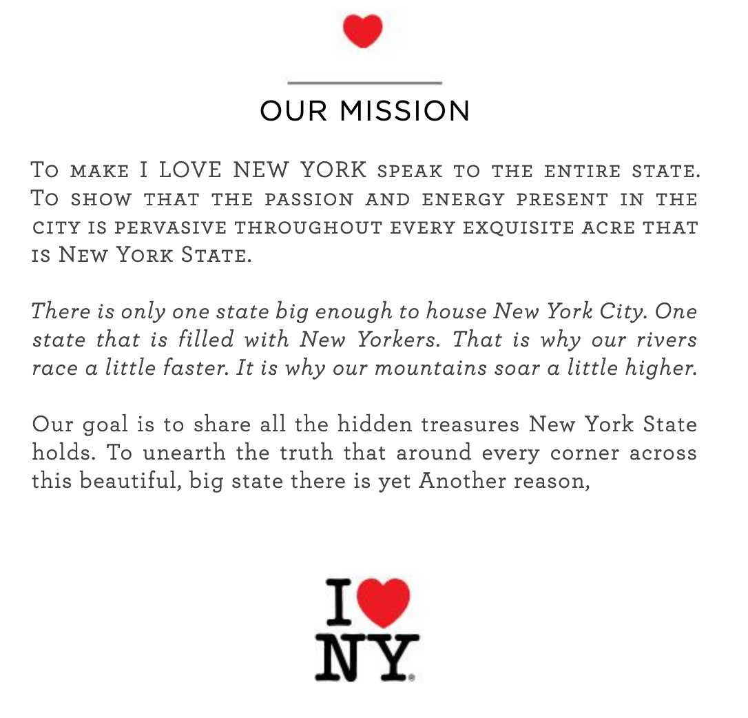 I Love New York mission style guide