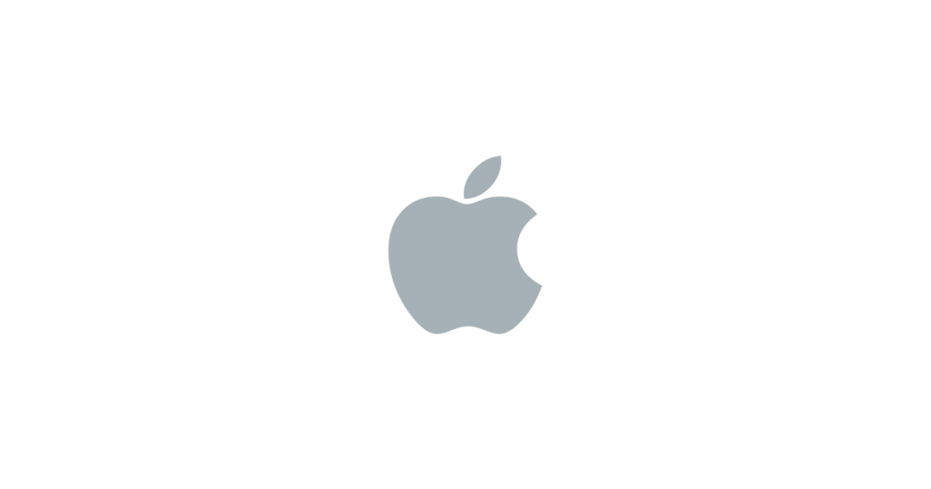 The grey Apple logo on white background