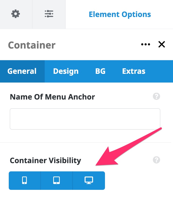 Avada container visibility