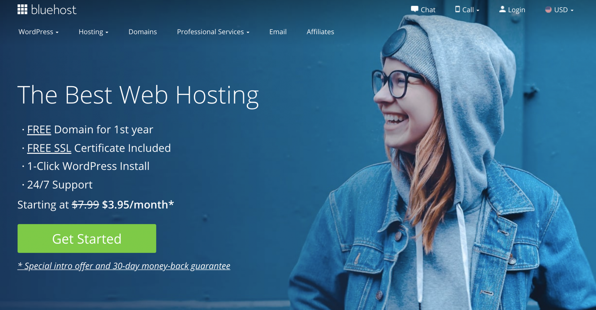 BlueHost web hosting homepage