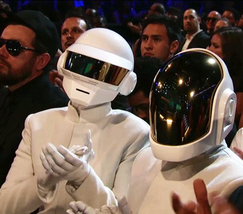 Gif of Daft Punk clapping their hands