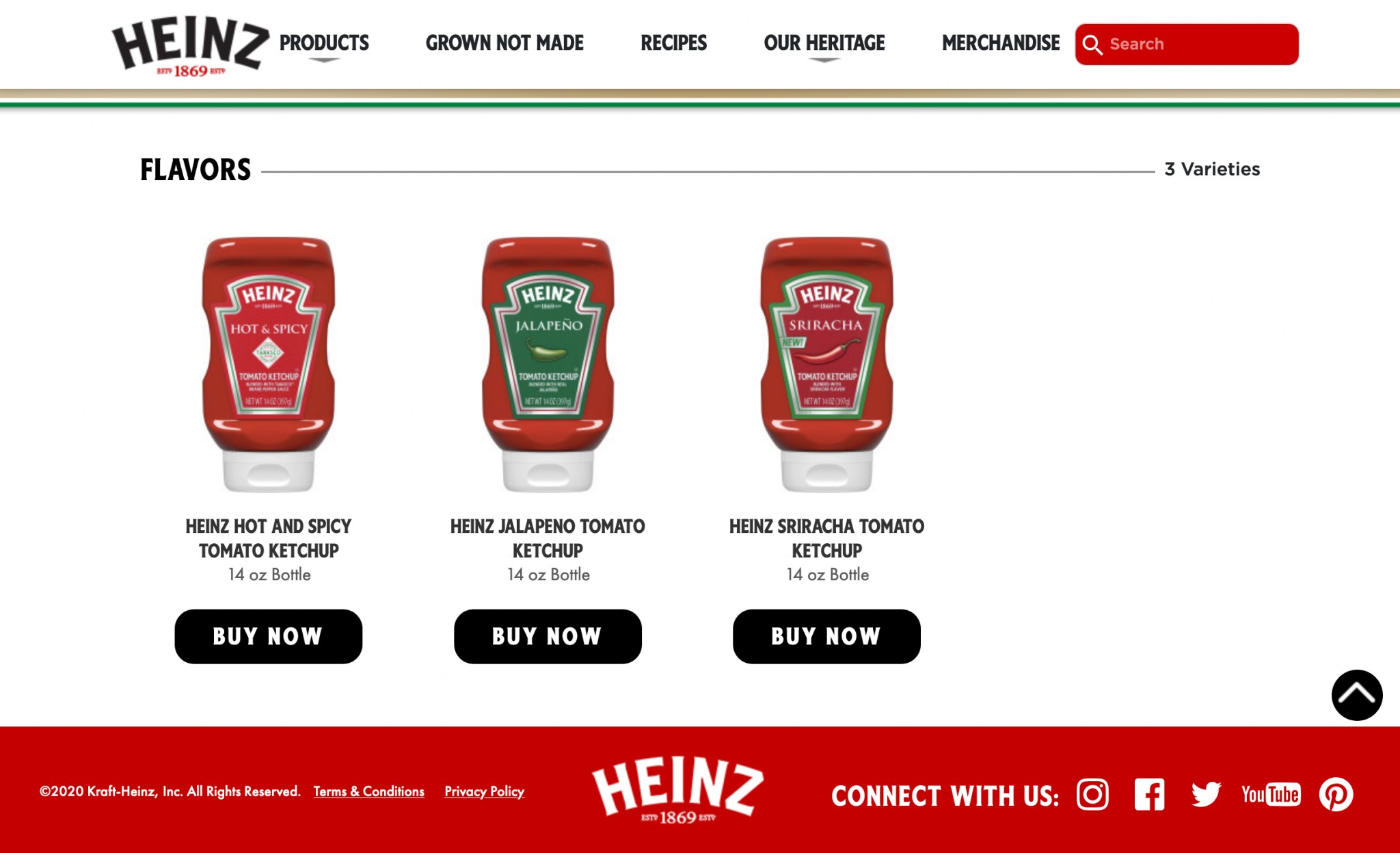 Heinz website based on the red color
