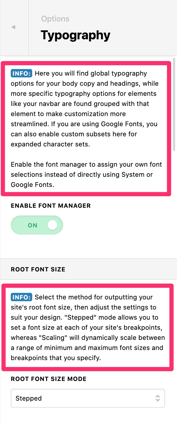 Options typographie