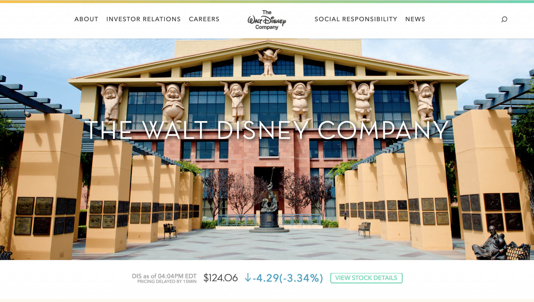 Home page of The Walt Disney Company WordPress website