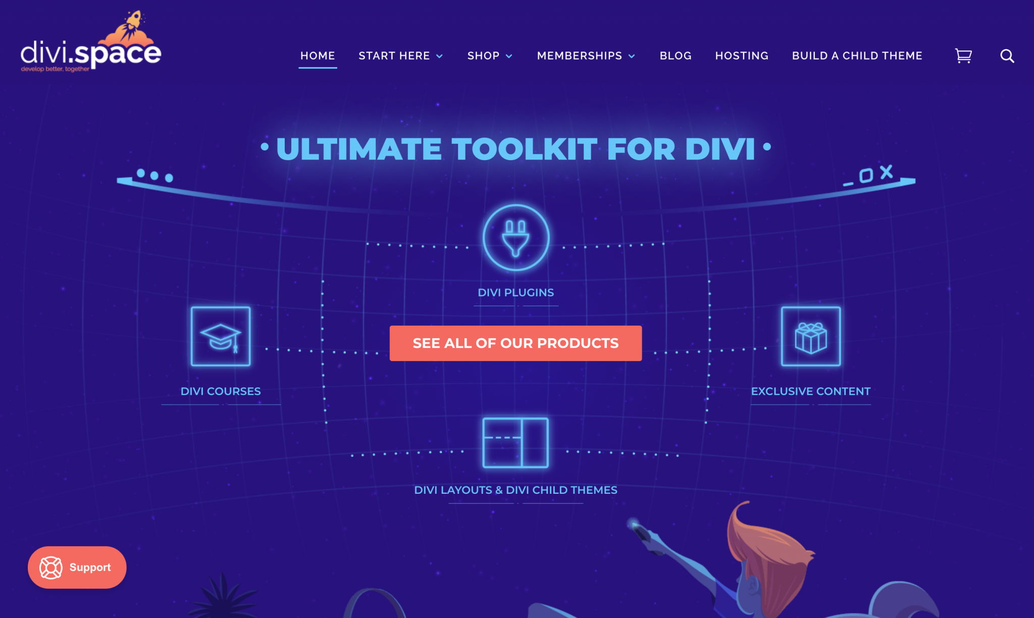 Divi Space website homepage