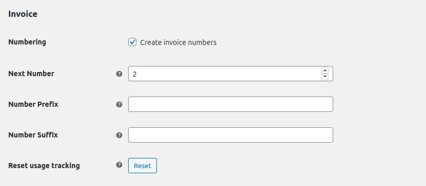 create invoice numbers for woocommerce invoices