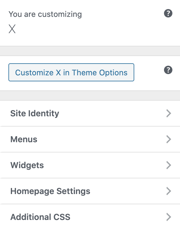 Customization tool WordPress from X theme