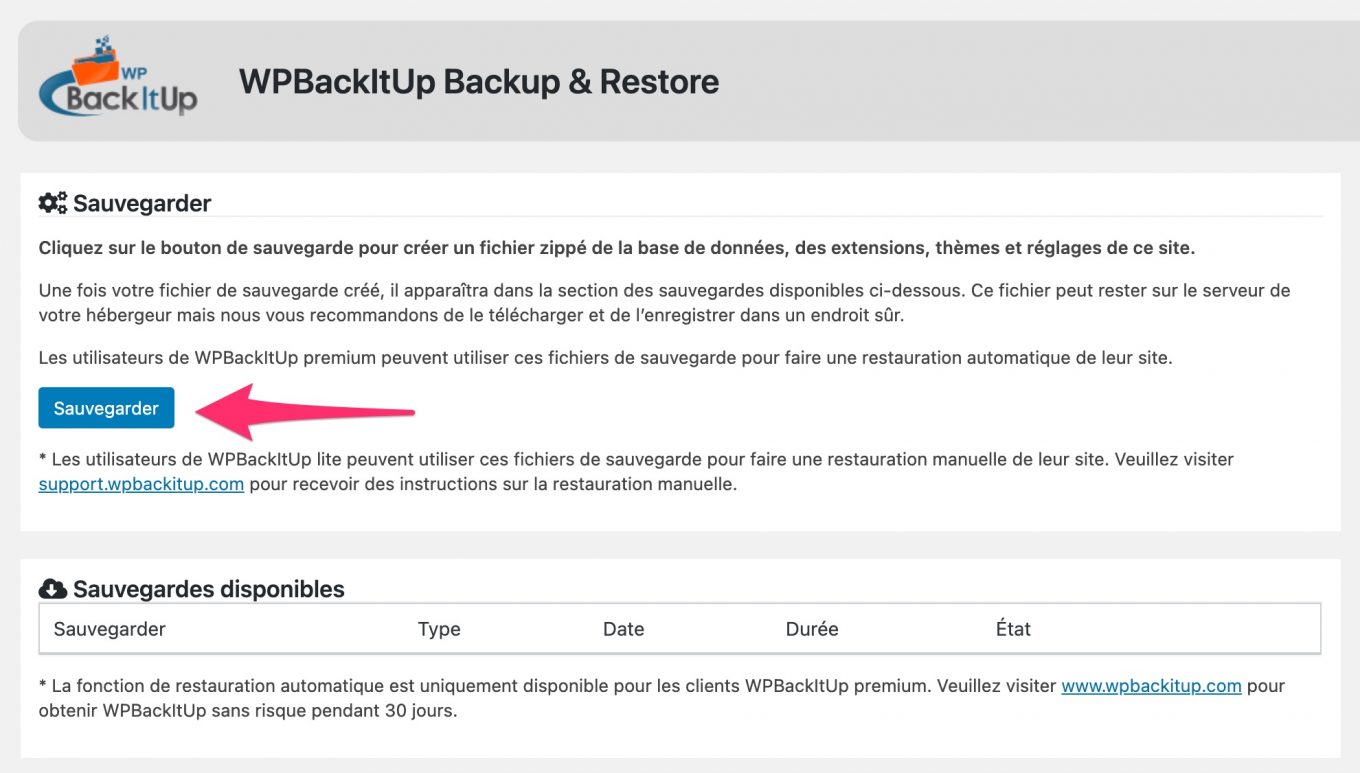 WPBackitUp Backup & Restore