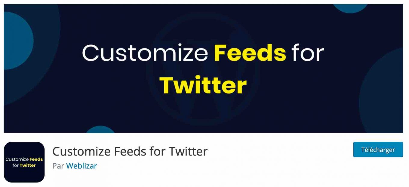 L'extension Customize Feeds for Twitter permet de lier Twitter à WordPress.