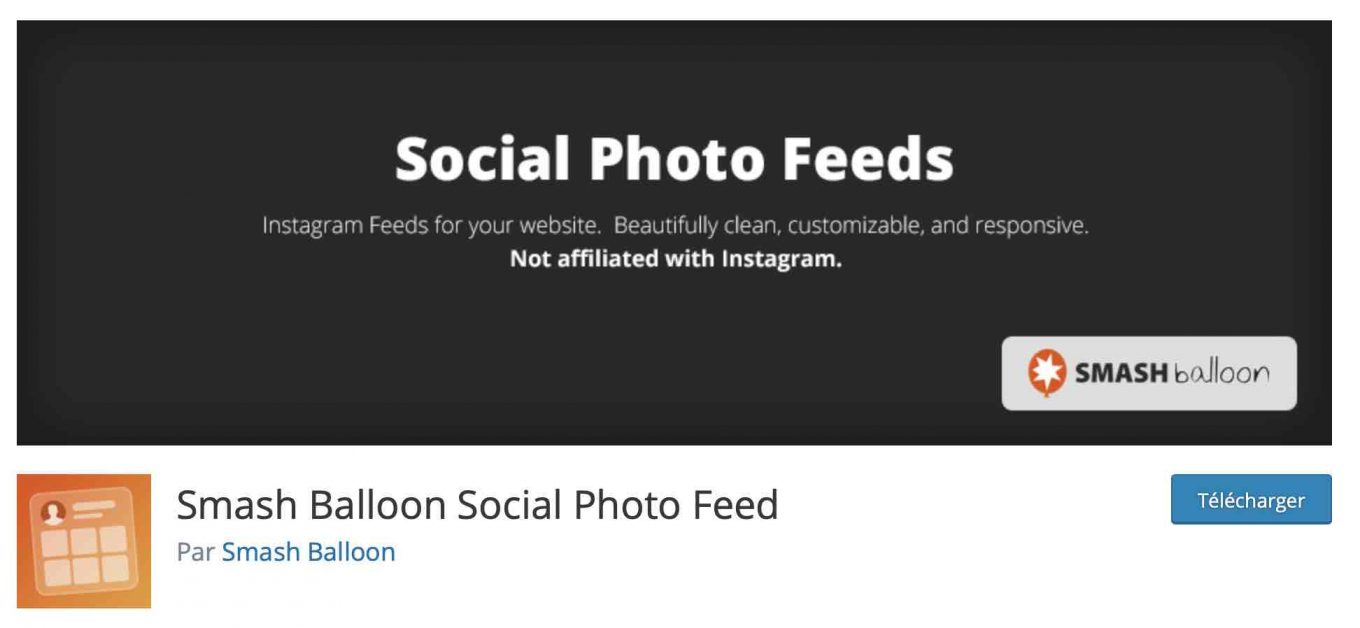Smash Balloon Social Photo Feeds permet de lier Instagram à WordPress.