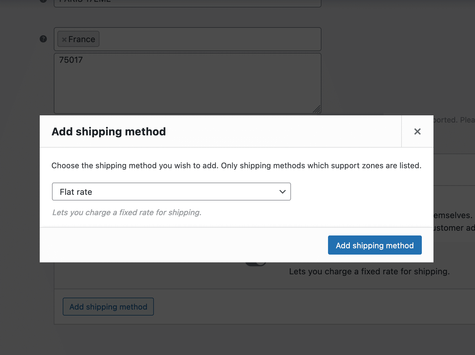 Add flat rate shipping method on WooCommerce