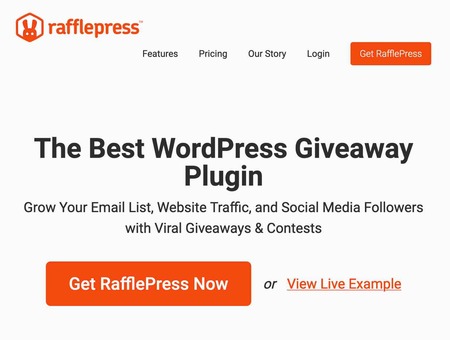 Page d'accueil du site de l'extension RafflePress.