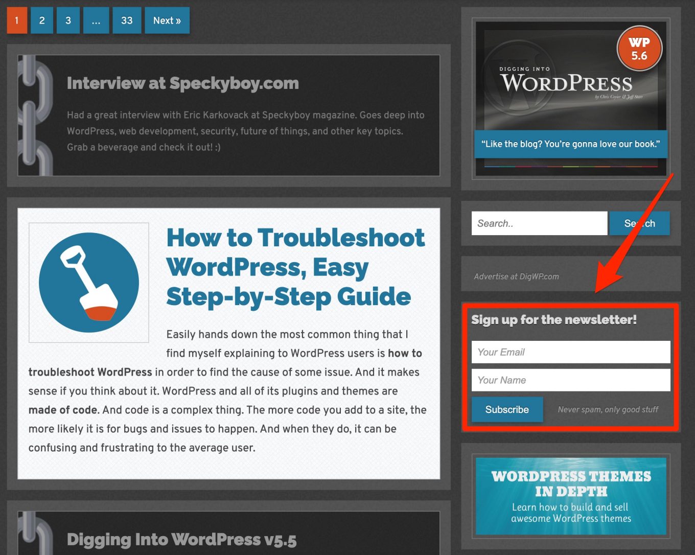 Sidebar WordPress opt-in form
