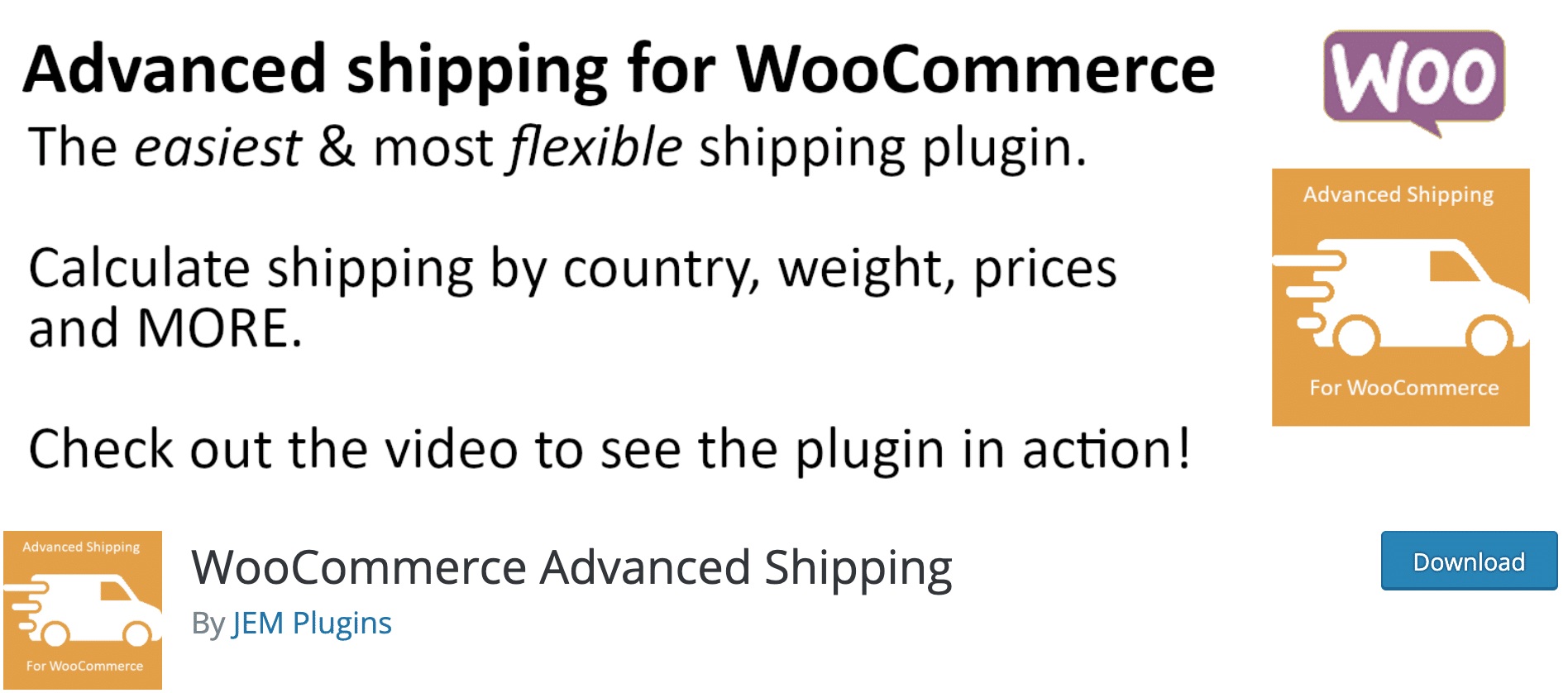 WooCommerce Advanced Shipping plugin on WordPress official directory
